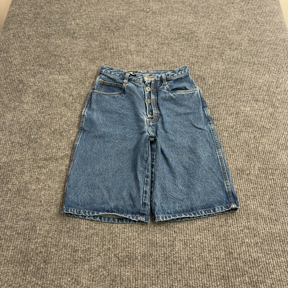 Vintage Rio Jorts Womens 9 Blue Cotton Button Fly High Rise Mom Style Y2K Retro